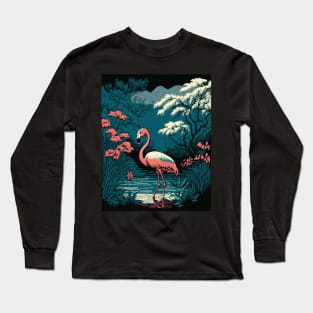 Stunning flamingo in a beautiful lake Long Sleeve T-Shirt